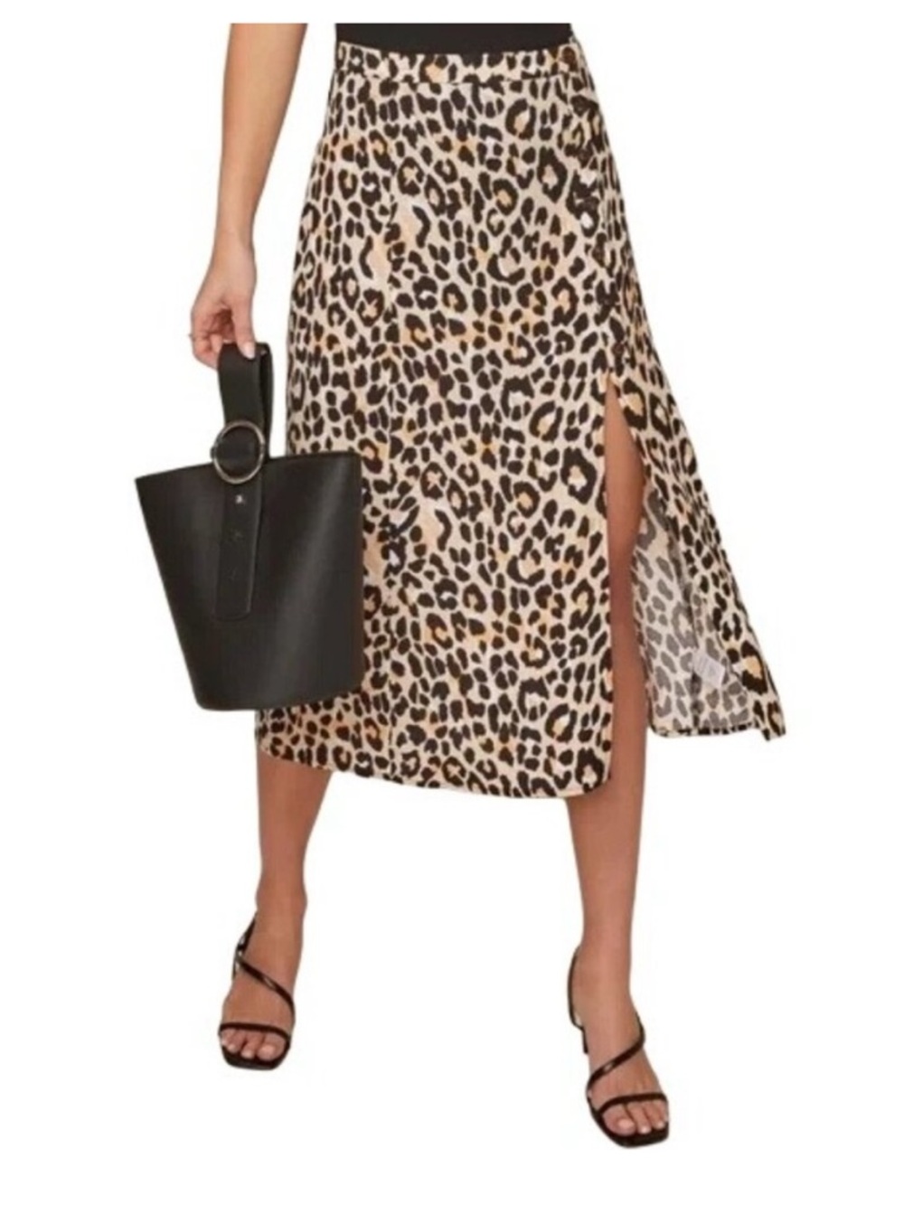 Astr The Label Leopard Print Midi Skirt